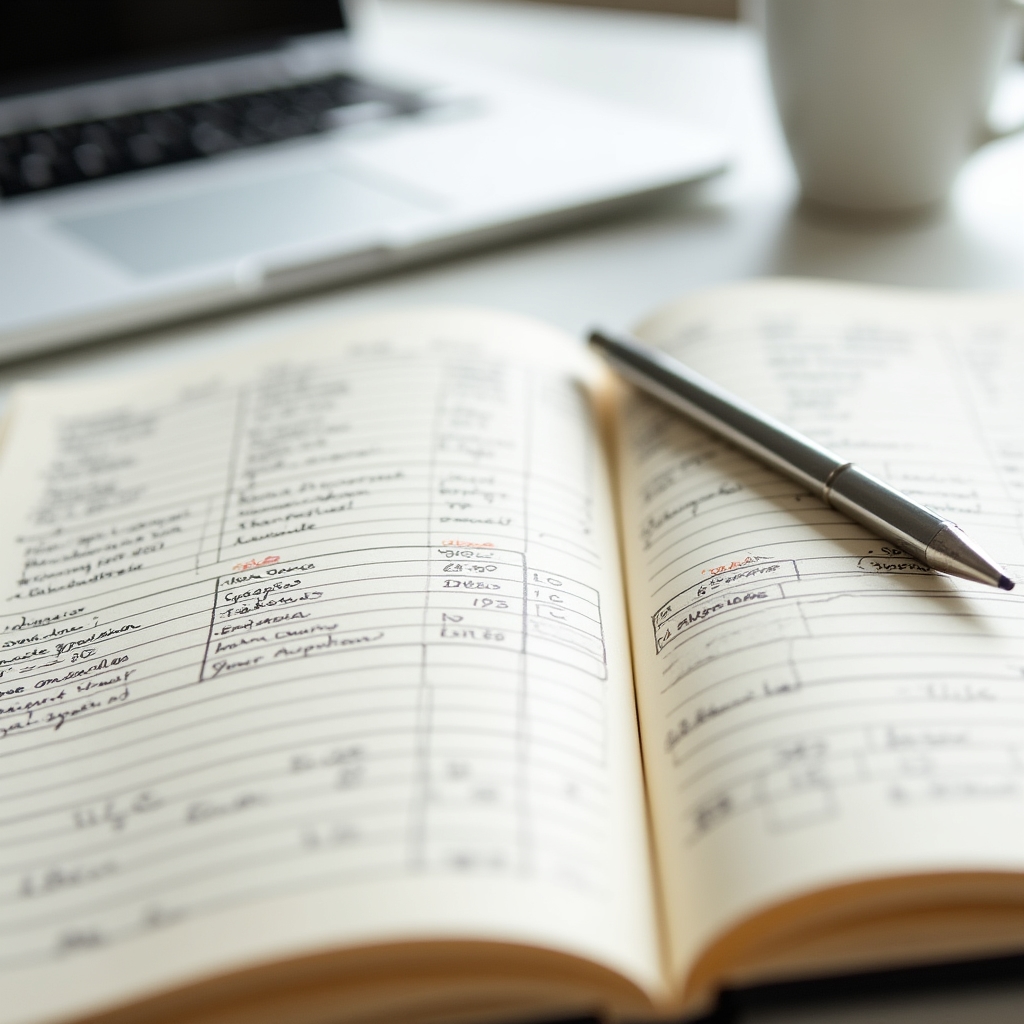 Otvorena financijska knjiga s unosima pričuve i stupcima za izračun